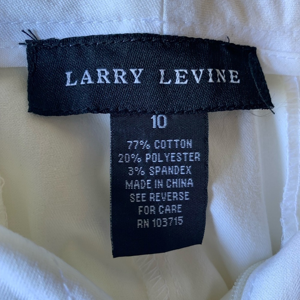 🆕 LARRY LEVINE White Pants Barrel Carrot Tapered Leg Cropped 2 Ankle Cotton 10 - Picture 4 of 8